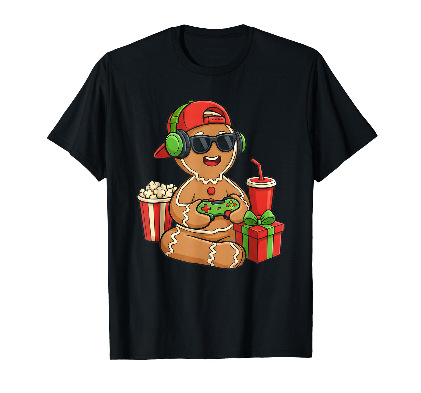 Christmas Gamer Gingerbread Video Gaming Xmas Game Boys Kids T-Shirt