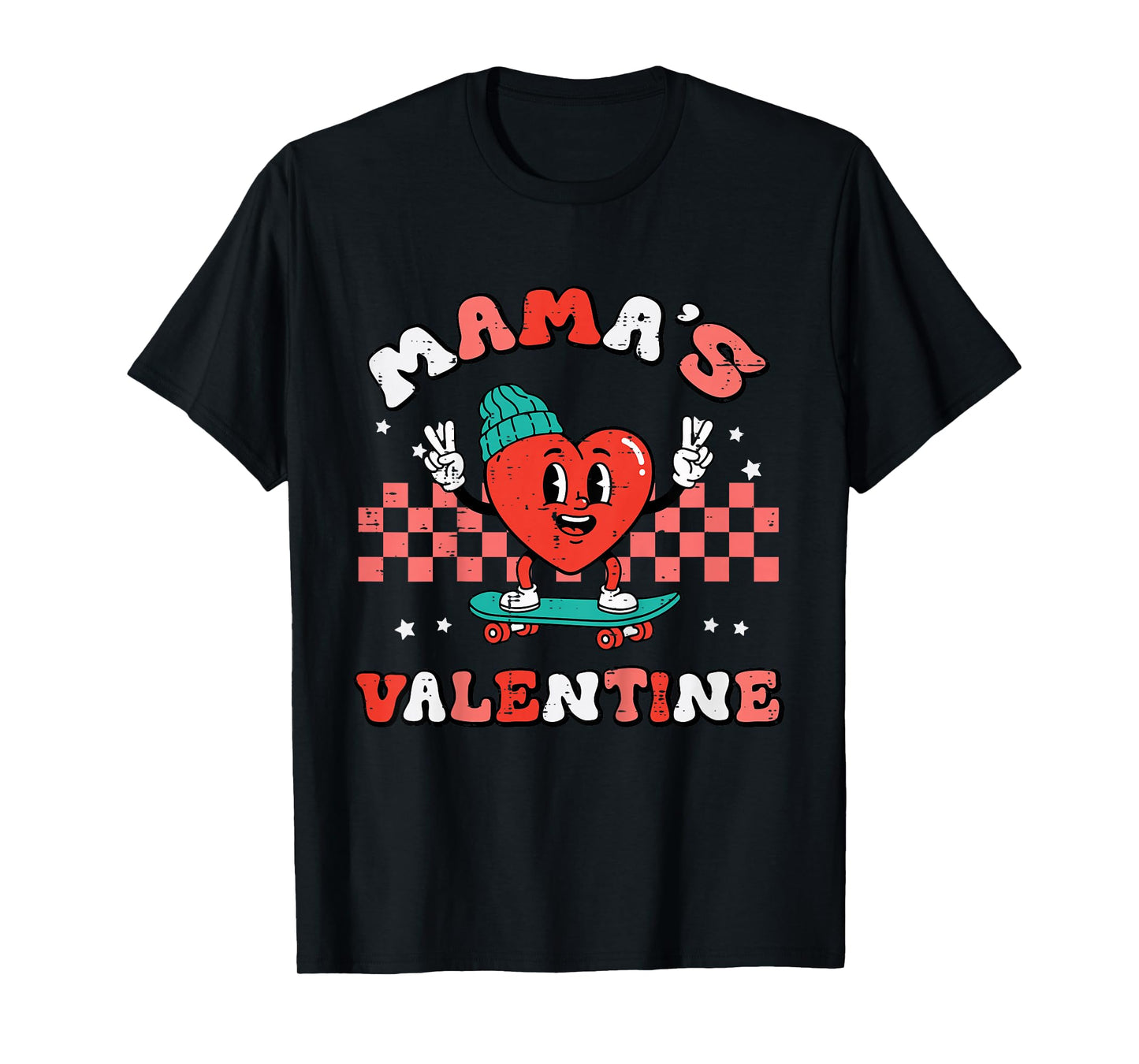 Kids Mamas Valentine Heart Skate Valentines Day Toddler Boys Kids T-Shirt