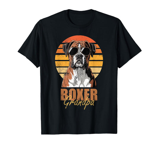 Cool Retro Boxer Grandpa Funny Vintage Dog Lover T-Shirt