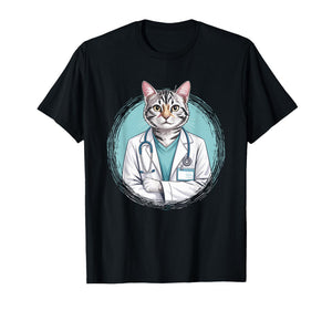 Feline Veterinarian Cat Doctor Stethoscope Medical T-Shirt