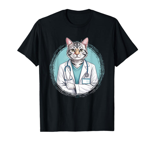 Feline Veterinarian Cat Doctor Stethoscope Medical T-Shirt
