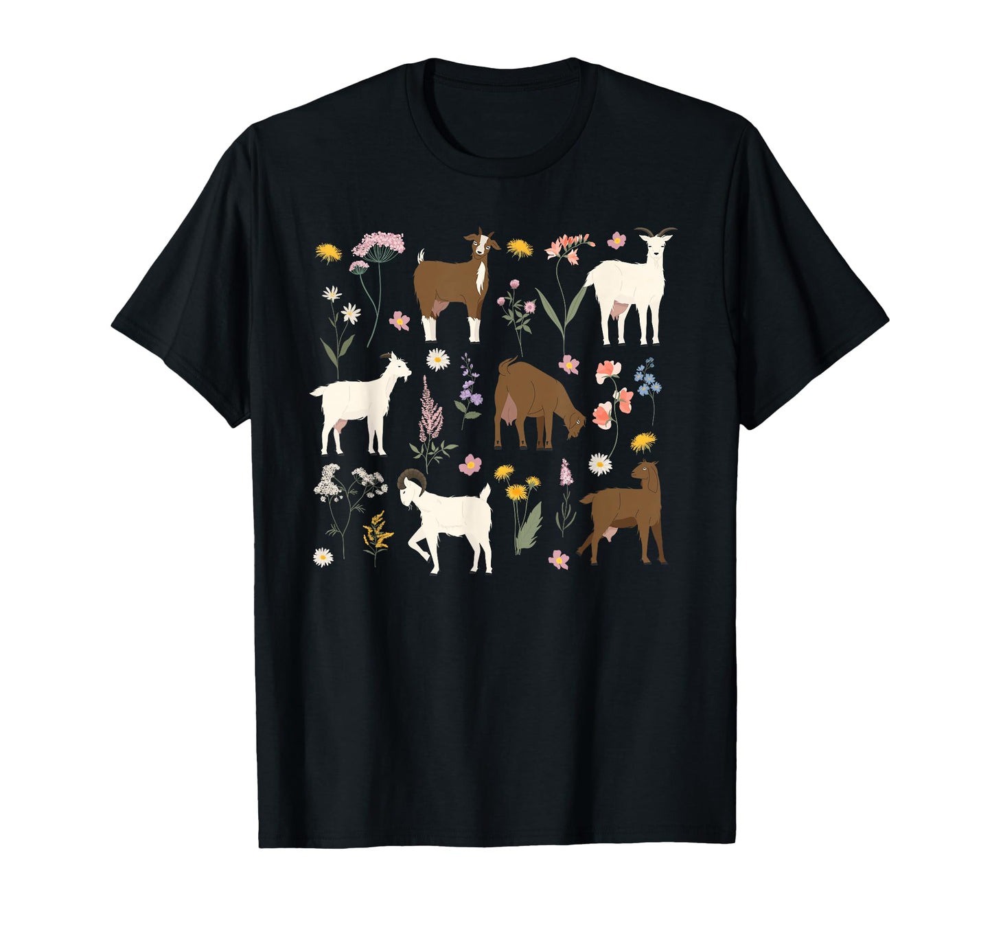 Goat Mom Flowers Goat Mama Goat Owner Goat Momma Goat Farmer T-Shirt