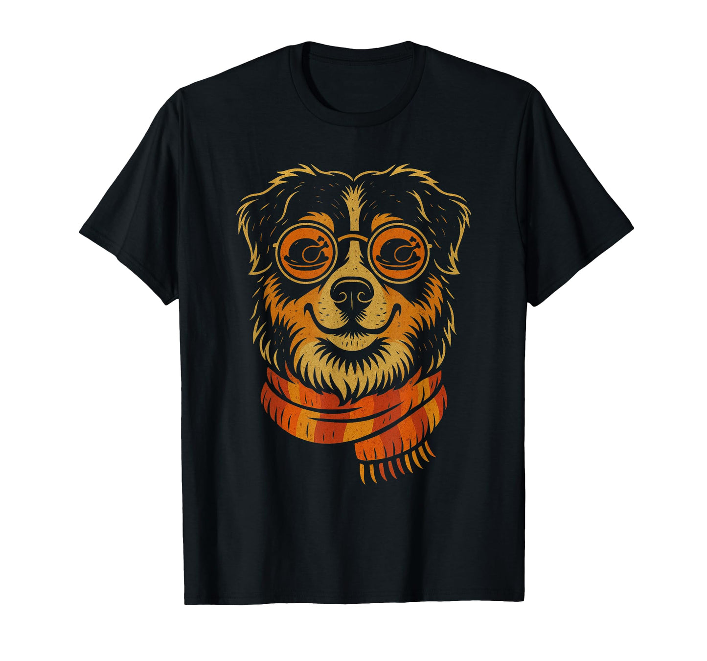 Funny Australian Shepherd Thanksgiving Dog Turkey Glasses T-Shirt