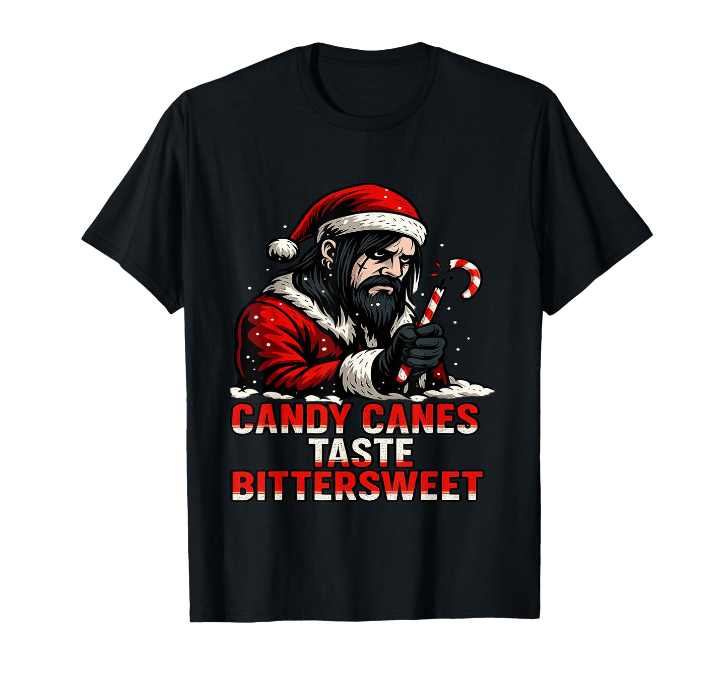 Candy Canes Taste Bittersweet Emo Santa Holiday Tears T-Shirt