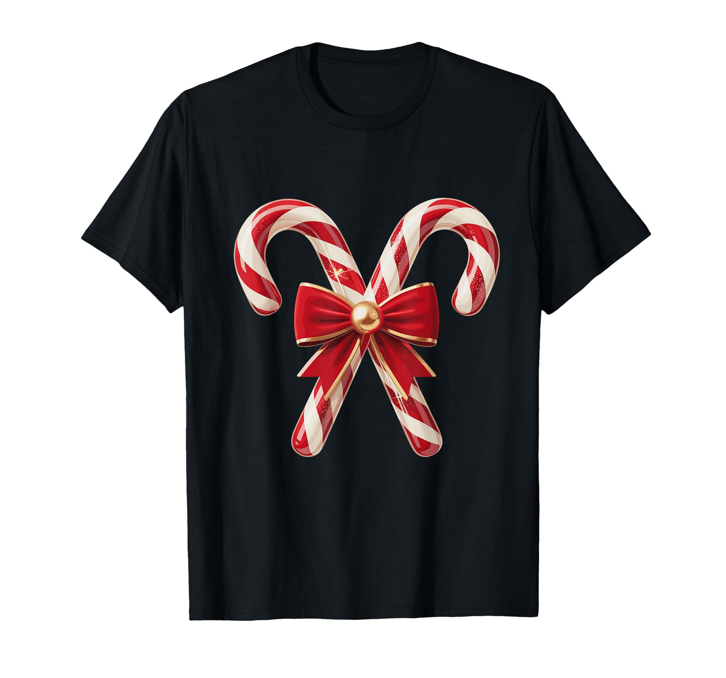 Candy Cane Coquette Bow Christmas Girls Women T-Shirt