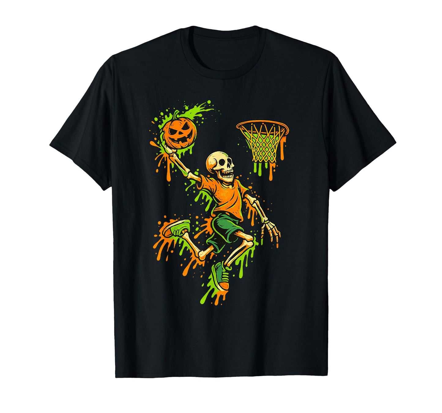 Spooky Basketball Halloween Costume Skeleton Player Boys T-Shirt