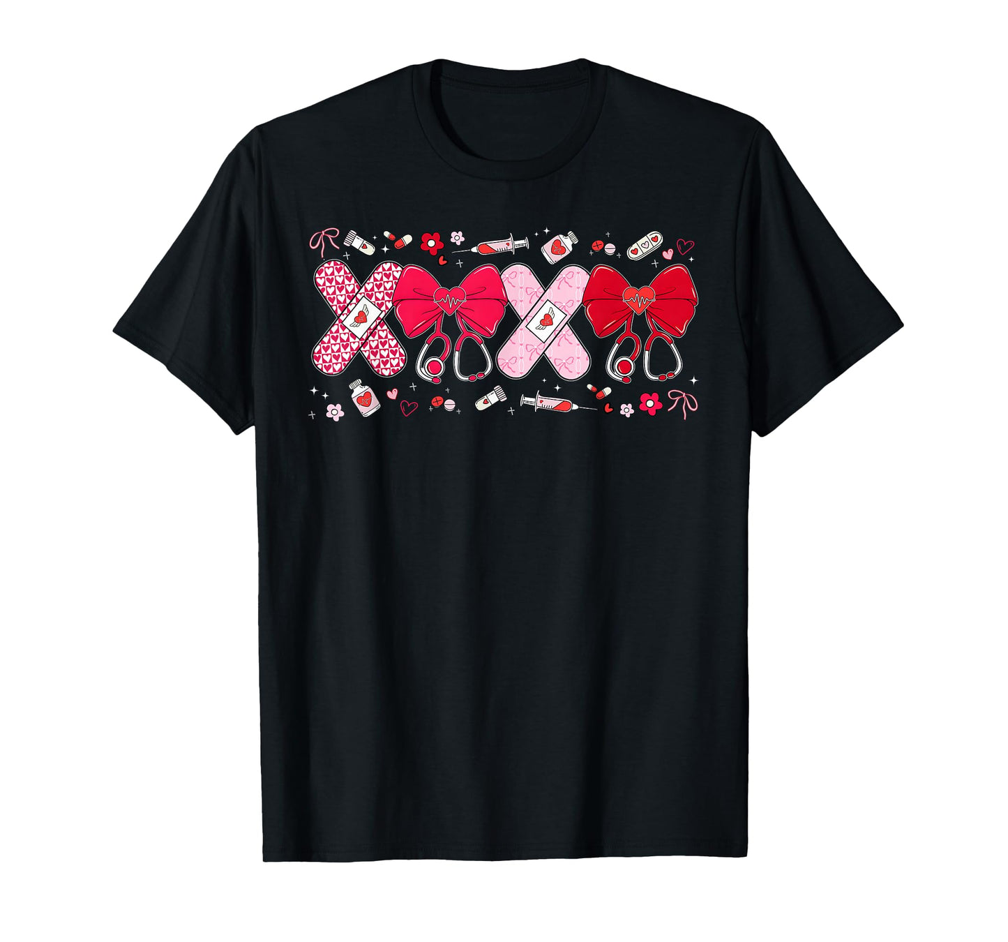 Nurse Valentine Day XOXO Stethoscope Coquette Bow Women T-Shirt