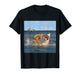 Orange Cat Biting Shark Humorous Funny Art Meme Cat Lover T-Shirt