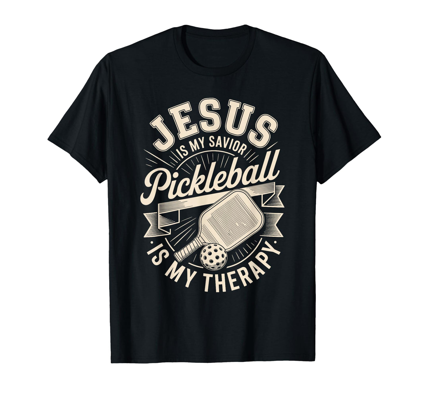 Jesus is My Savior Pickleball is My Therapy Christian T-Shirt