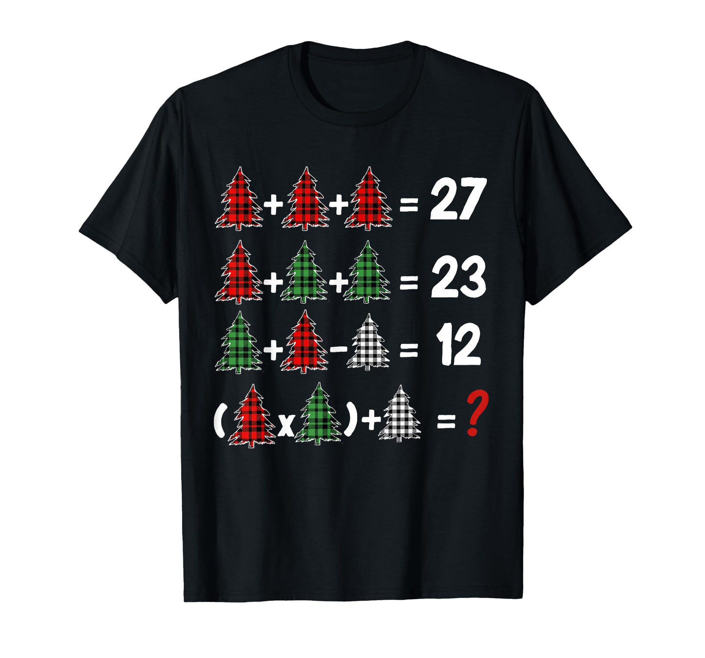 Funny 67 Christmas Tree Buffalo Plaid Math Teacher Xmas T-Shirt