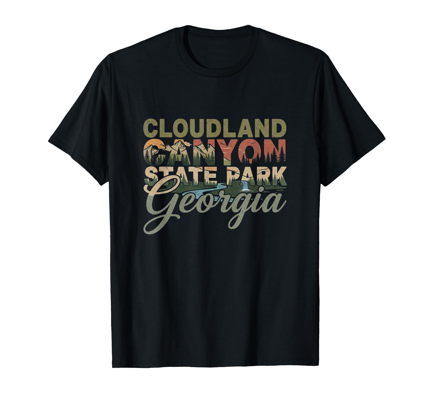 Retro Cloudland Canyon State Park Georgia Art Design T-Shirt