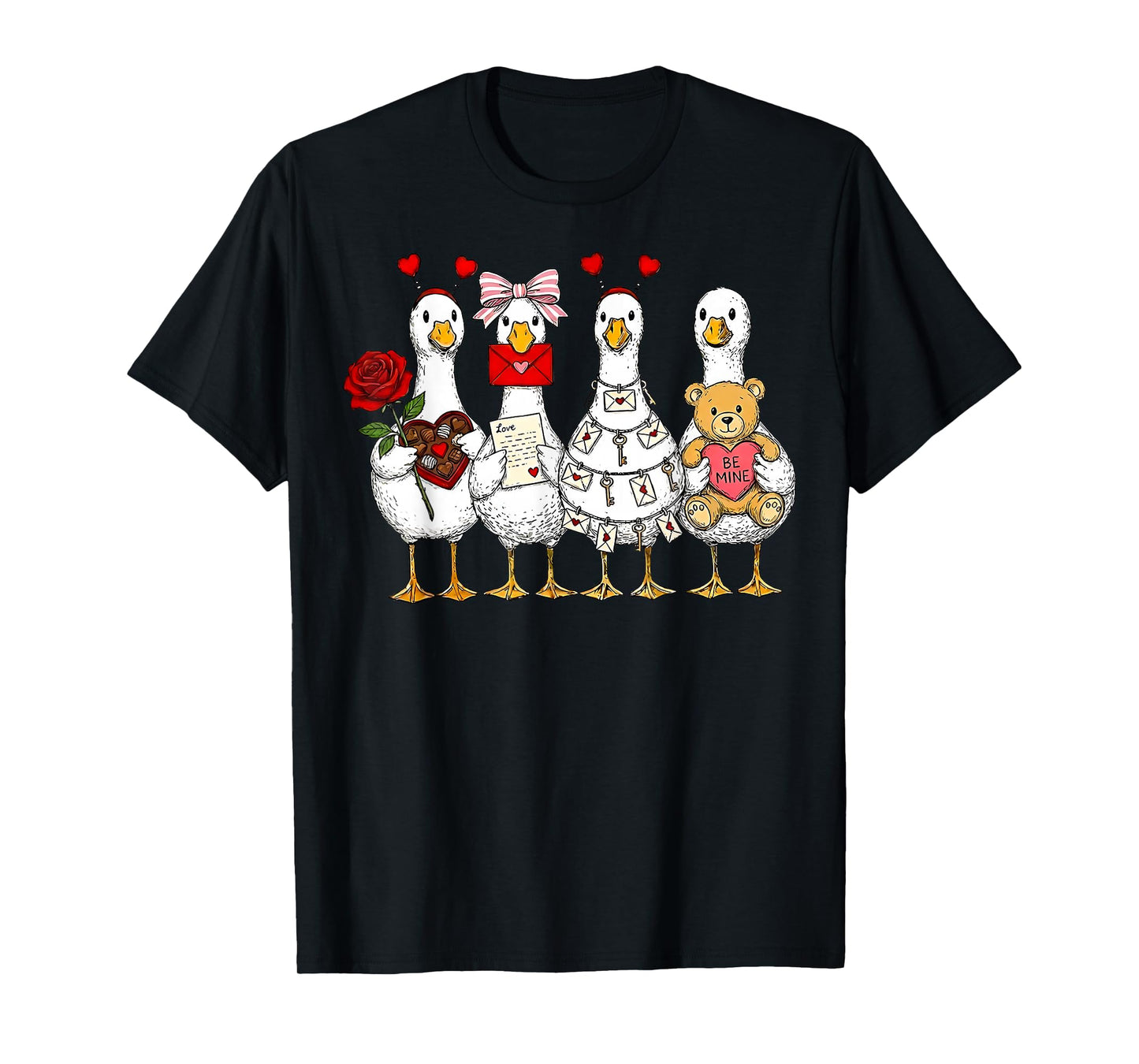 Funny Goose Happy Valentine Goose Cute Heart Lover Men Women T-Shirt
