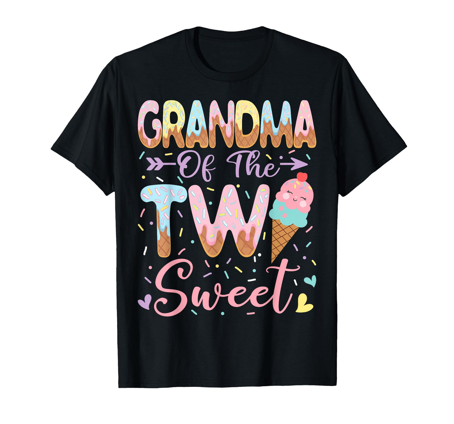 Grandma of The Two Sweet 2nd Birthday Girl Ice Cream T-Shirt
