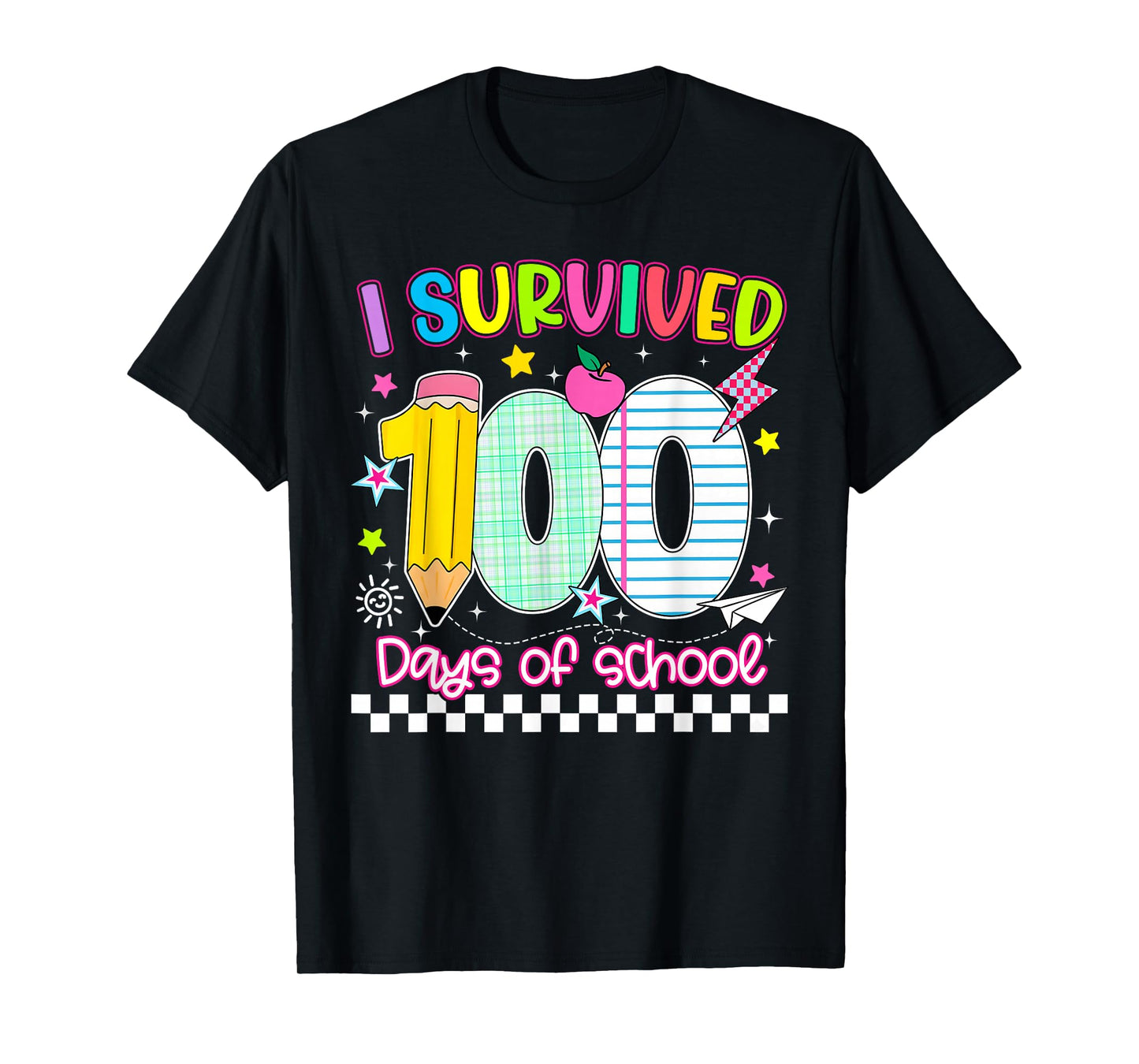 I Survived 100 Days of School Pencil Funny Boy Girl Teacher T-Shirt