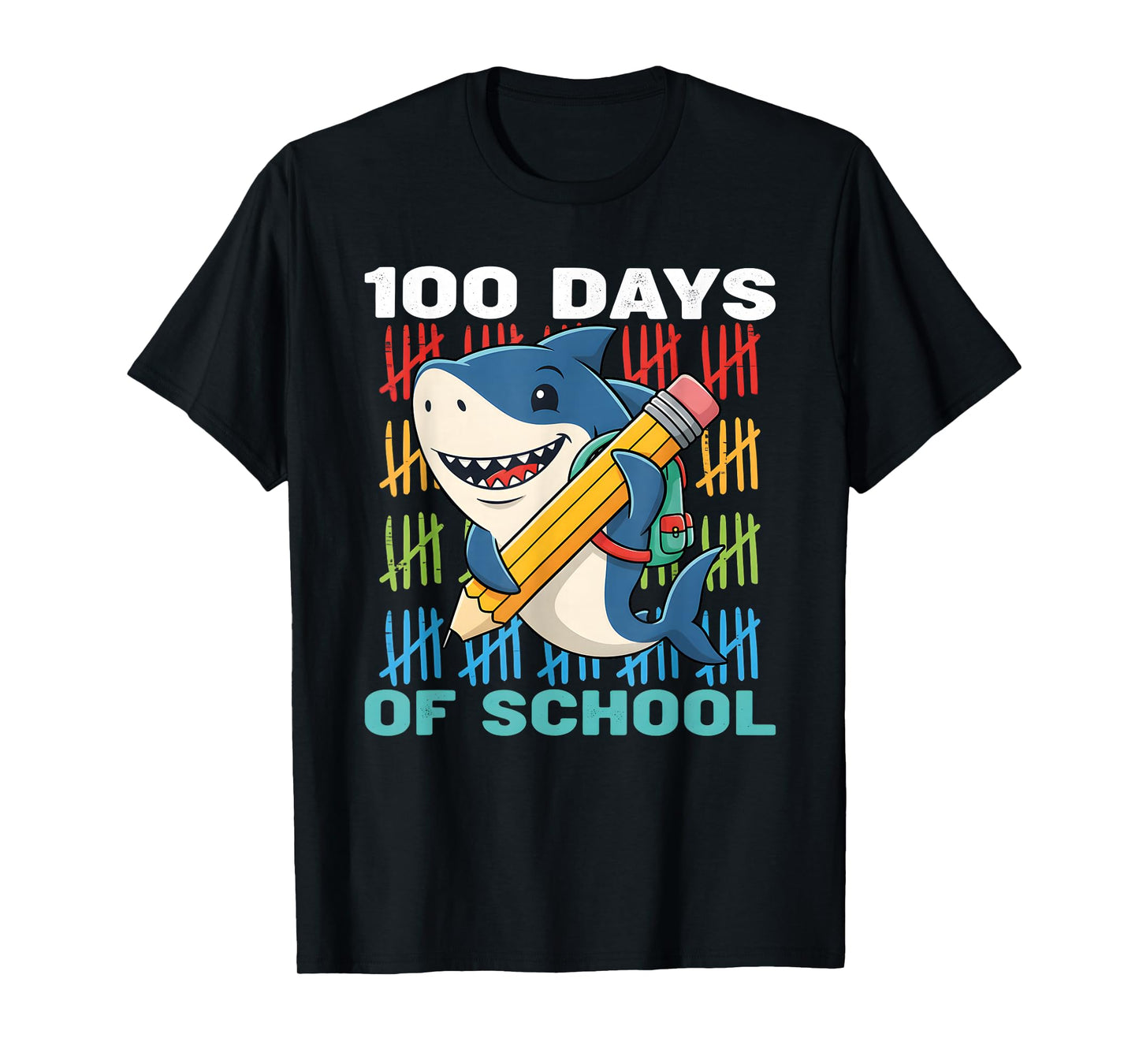 100 Days of School Shark 100th Day Toddler Boys Kids T-Shirt