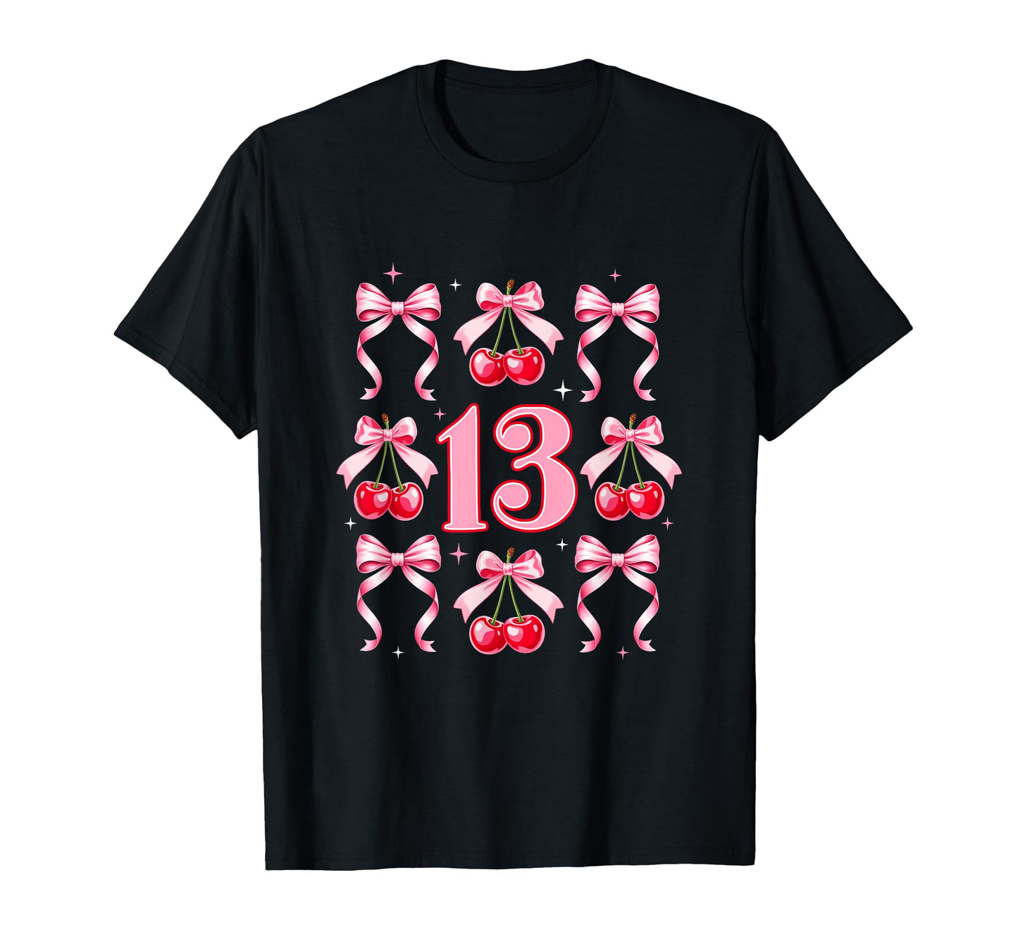 Birthday Girl 13Th Birthday Cherry Coquette Bow 13 Years Old T-Shirt