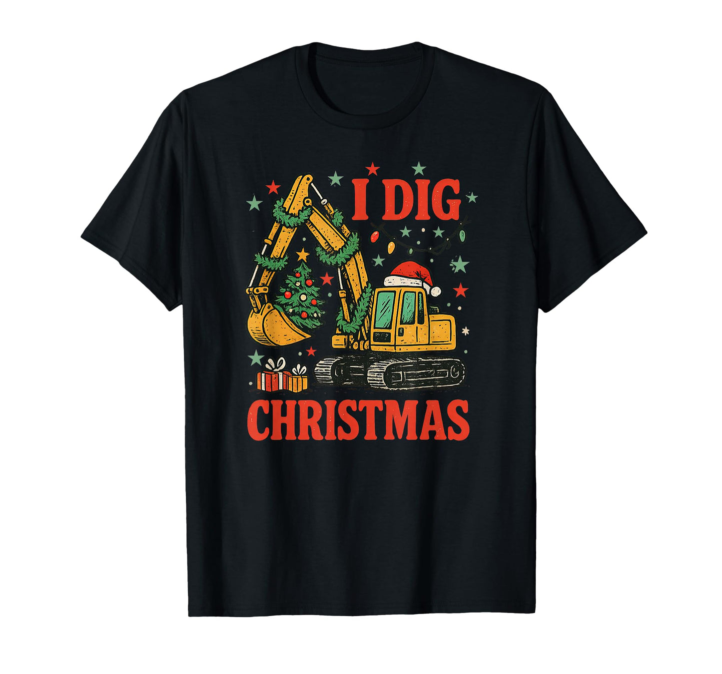 I Dig Christmas Excavator Retro Holiday Meme T-Shirt