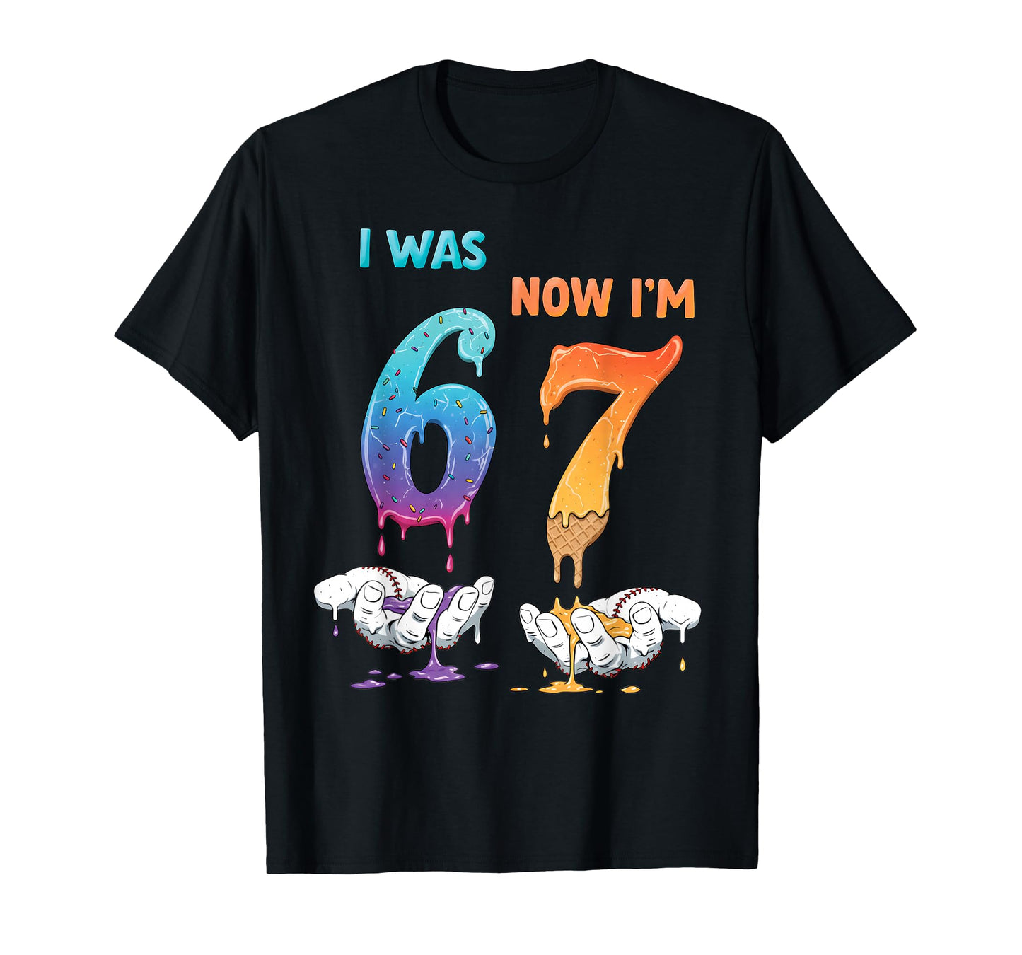 Six Seven Meme 7 Year Old Birthday Shirt was 6 Now I'm 7 T-Shirt
