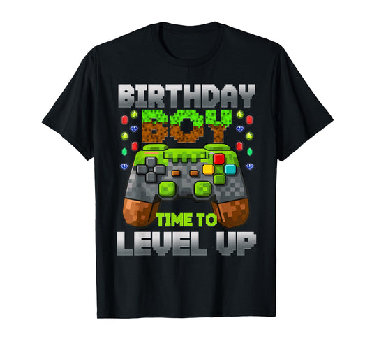 Birthday Boy Time to Level Up Gaming Gift for Boys Kids T-Shirt
