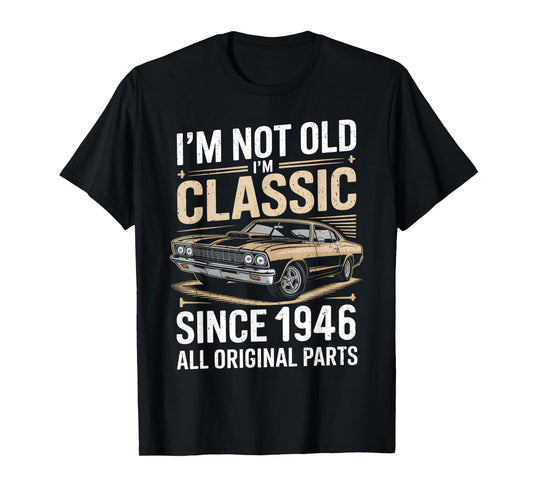 Funny 80th Birthday Classic Vintage Car Men 1946 Birthday T-Shirt