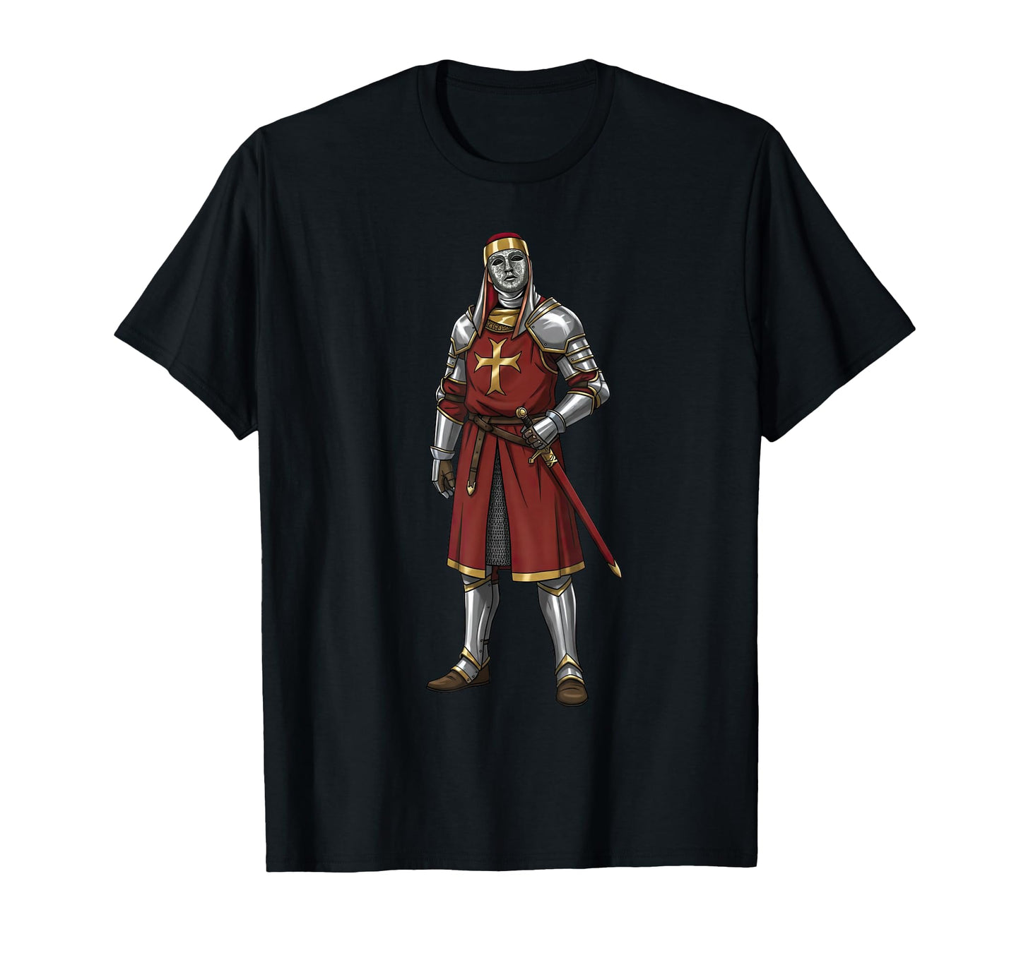 King Baldwin IV Floral Mask Medieval Art Crusader T-Shirt