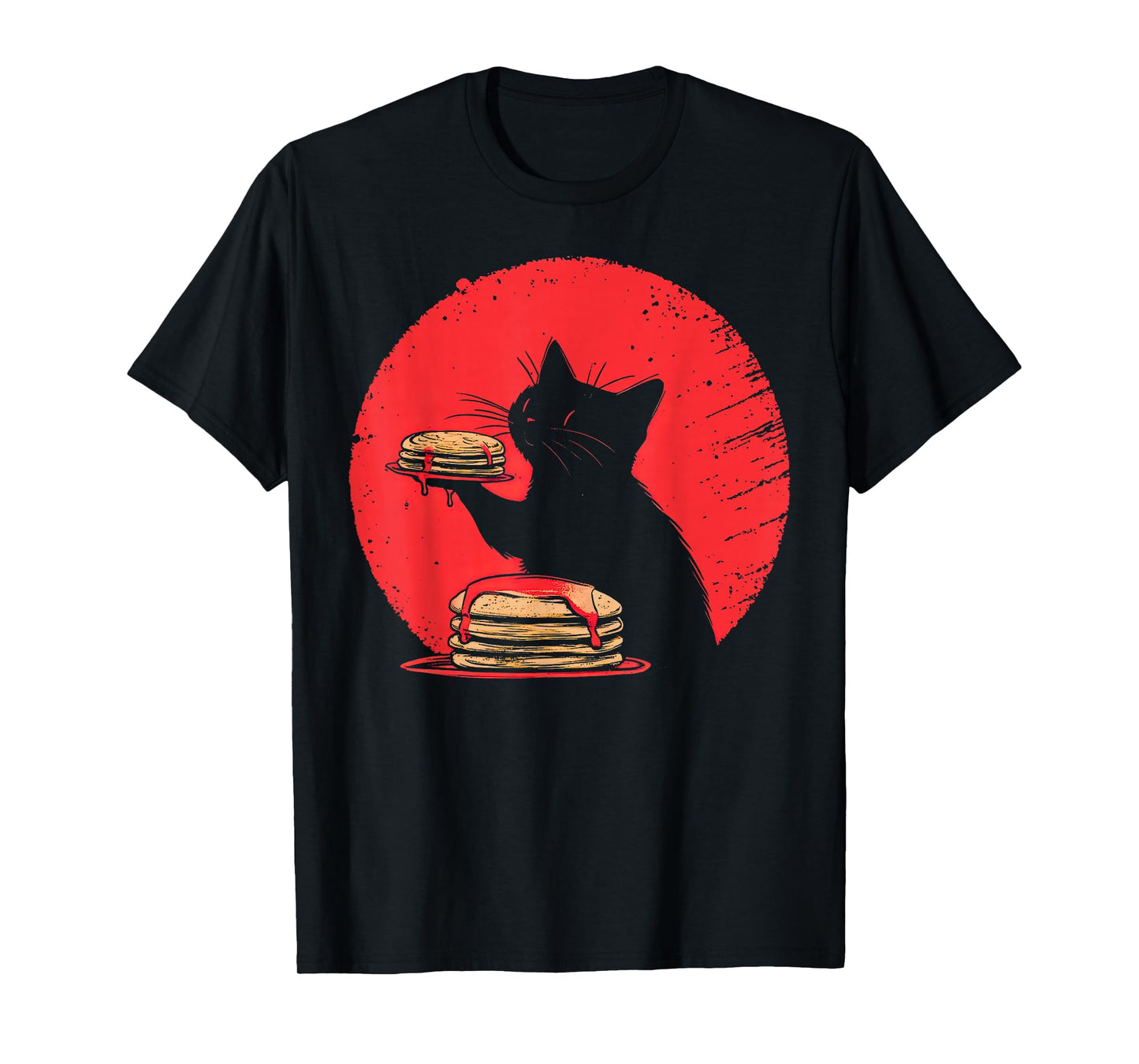 Kawaii Cat Eating Pancakes Funny Breakfast Kitten Food Lover T-Shirt