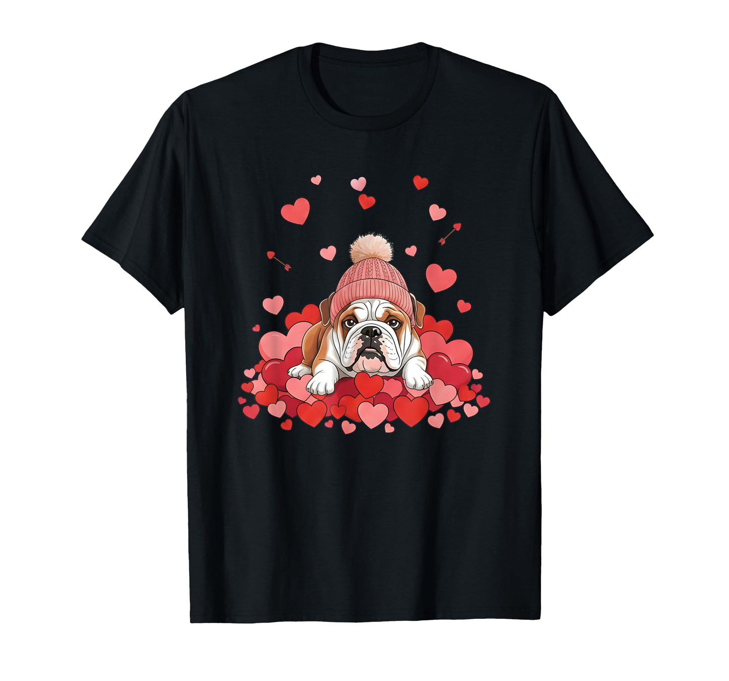 English Bulldog Valentines Day Dog Mom Dad Heart Pet Lovers T-Shirt