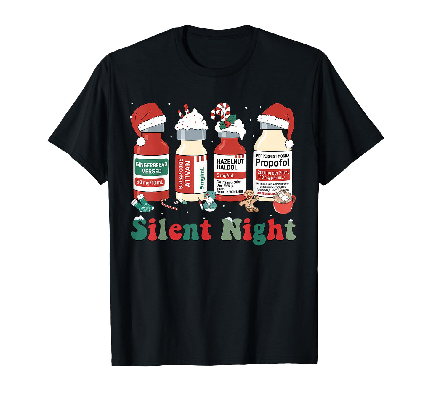 Funny Santa Propofol Silent Night ICU Nurses Merry Christmas T-Shirt