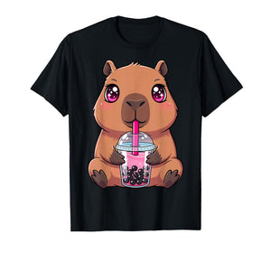 Cute Capybara with Boba Bubble Tea T-Shirt