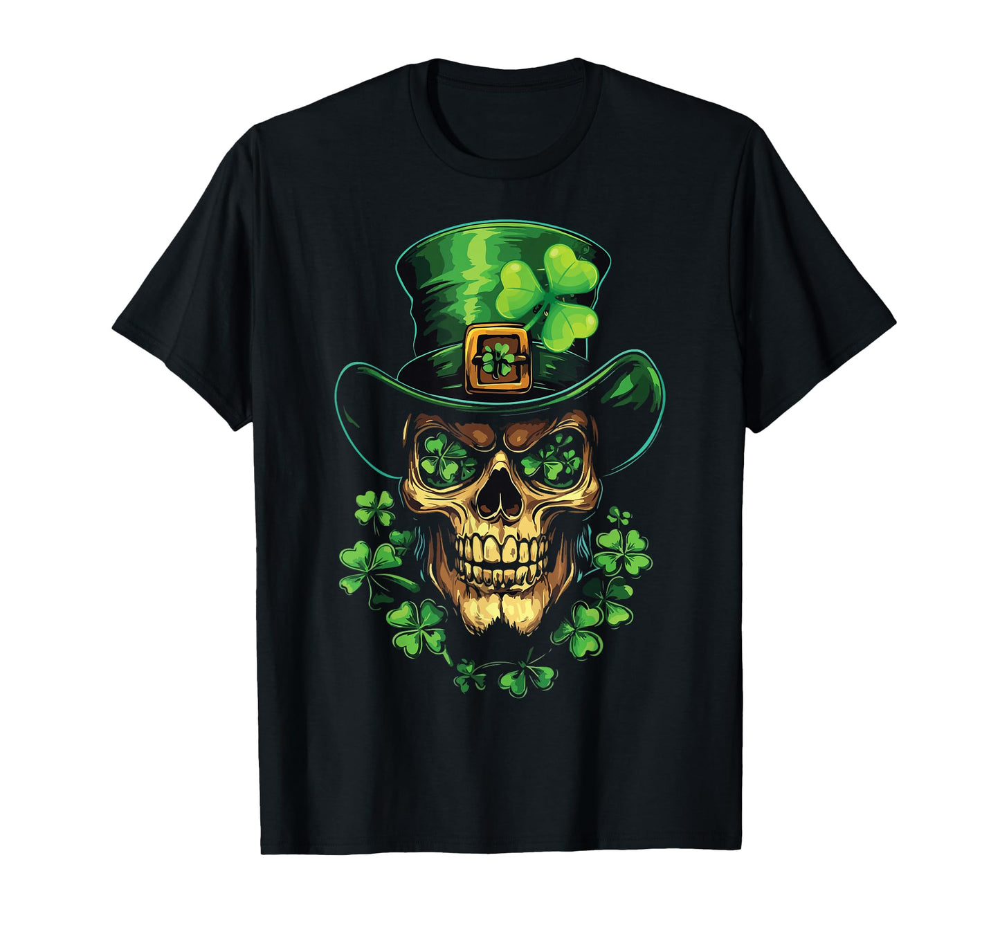 St Patricks Day Cool Leprechaun Skull Graphic T-Shirt