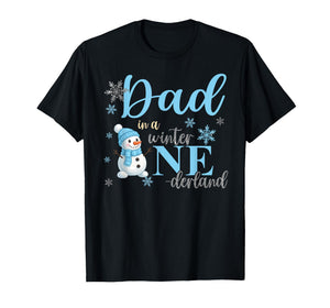 Dad in A Winter Onederland Birthday Boy Girl Cute Snowman T-Shirt