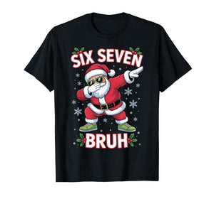 Funny Six Seven Bruh 67 Christmas Santa Dabbing Xmas Boy Kid T-Shirt