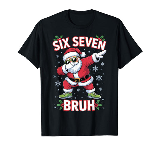 Funny Six Seven Bruh 67 Christmas Santa Dabbing Xmas Boy Kid T-Shirt