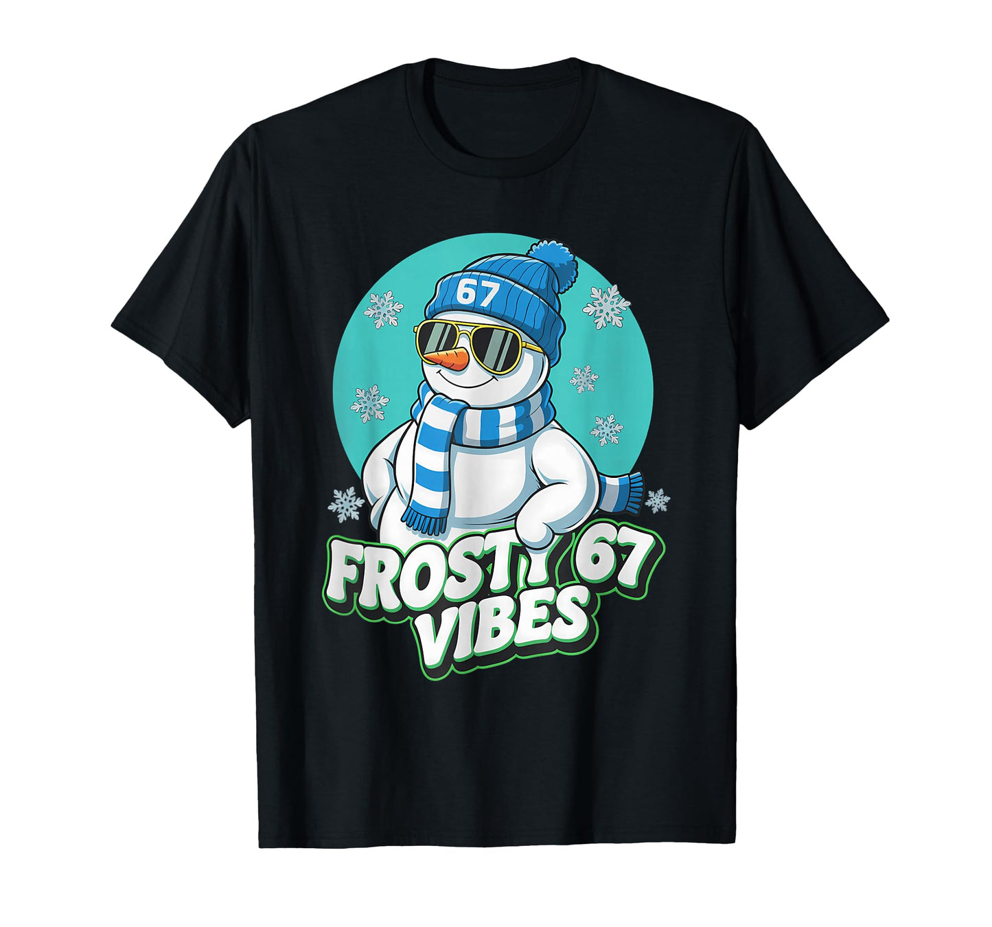 Frosty Vibes 67 Snowman Six Seven Meme Funny Winter Kids Men T-Shirt