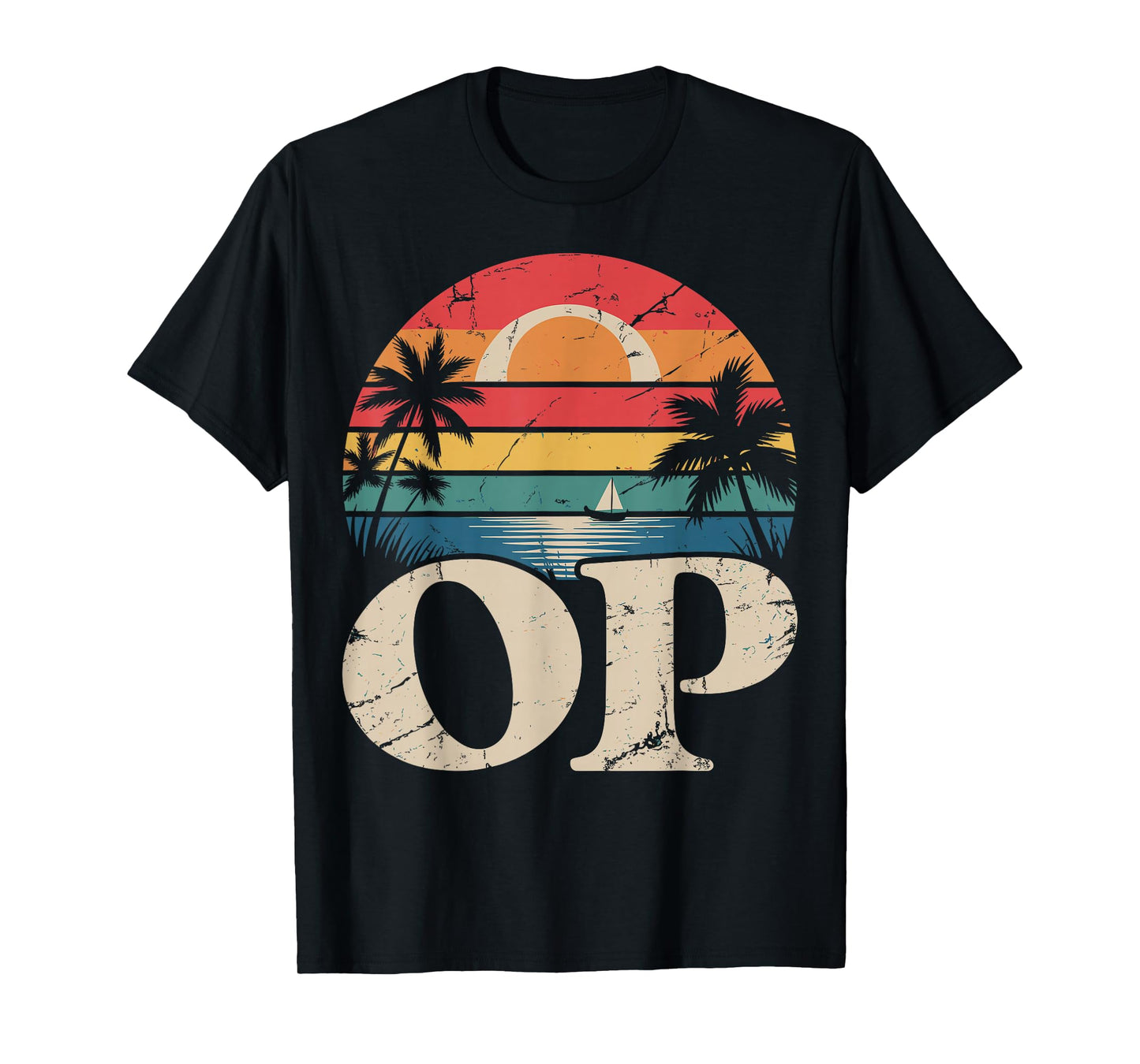 Op Ocean Vintage Pacific Beach Sun Palm Trees Retro T-Shirt