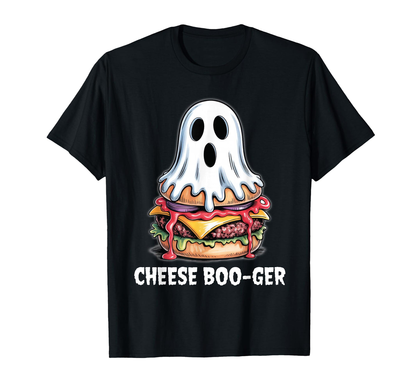 Cheese Boo-Ger Funny Ghost Cheeseburger Food Pun Halloween T-Shirt