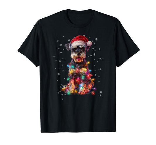 Christmas Dog Schnauzer Santa Xmas Women Men Kids T-Shirt