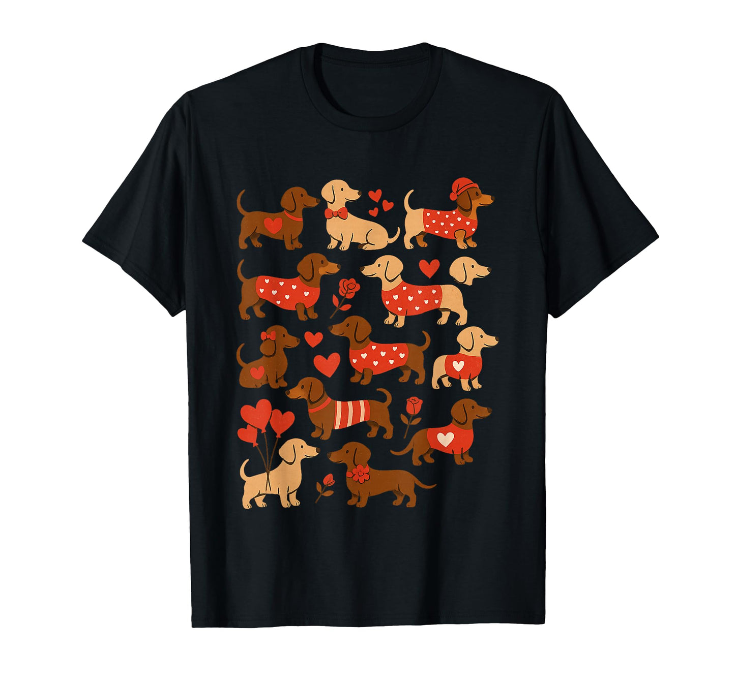 Doxie in Dog Dress Valentines Weiner Dachshund T-Shirt