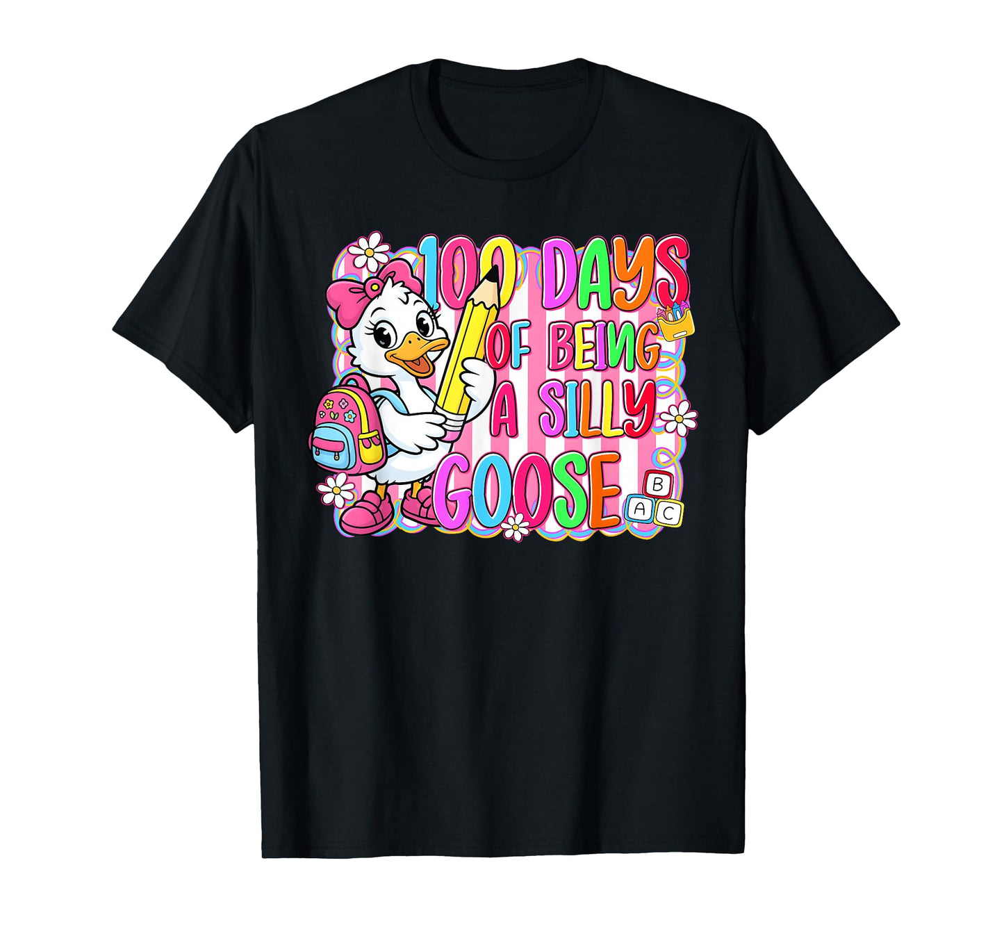 Preppy 100 Days of School Silly Goose 100th Day Teacher Girl T-Shirt