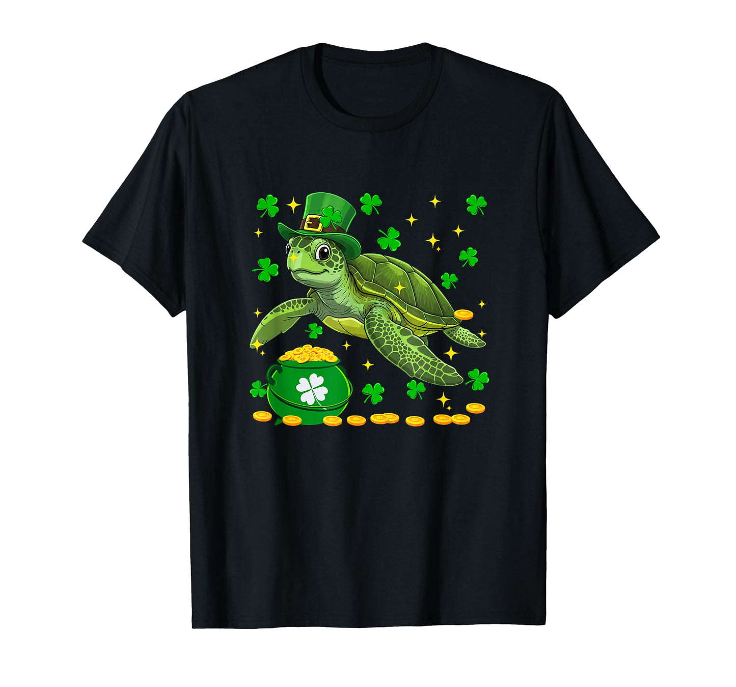 Turtle Wearing Irish Costume St. Patrick's Day Shamrocks T-Shirt