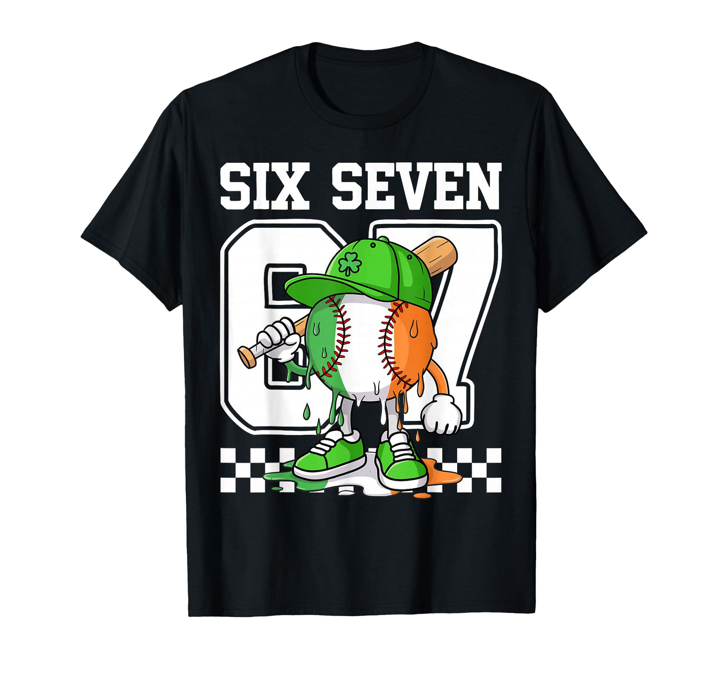 Boys St Patricks Day 67 Six Seven Baseball Ice Cream Drip T-Shirt