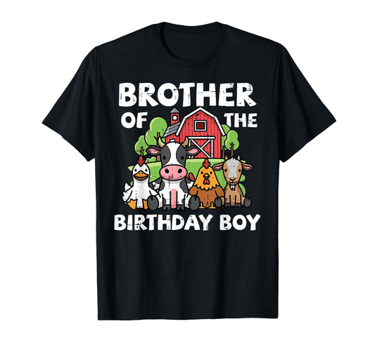 Brother of Birthday Boy Farm Animals Bday Party Boys Kids T-Shirt