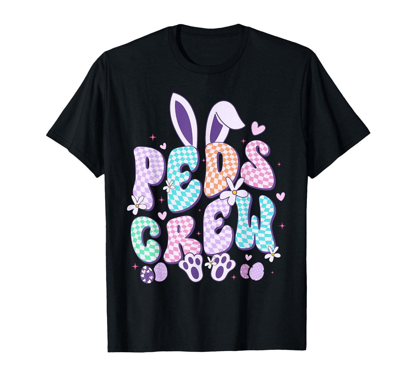 Retro PEDS Crew Bunny Easter Day Pediatric Nurse RN Crew T-Shirt