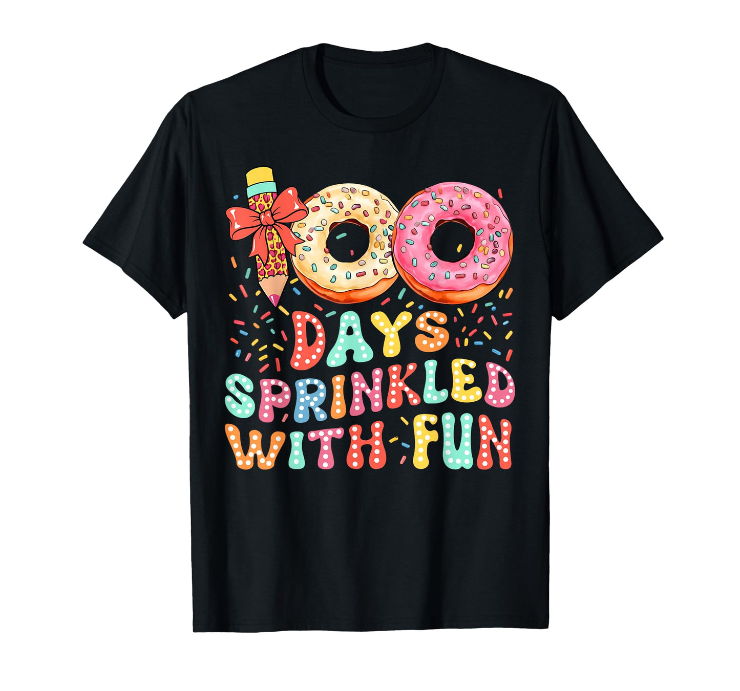 100 Days Sprinkled with Fun Pink Cupcake Donut Girl Kid T-Shirt