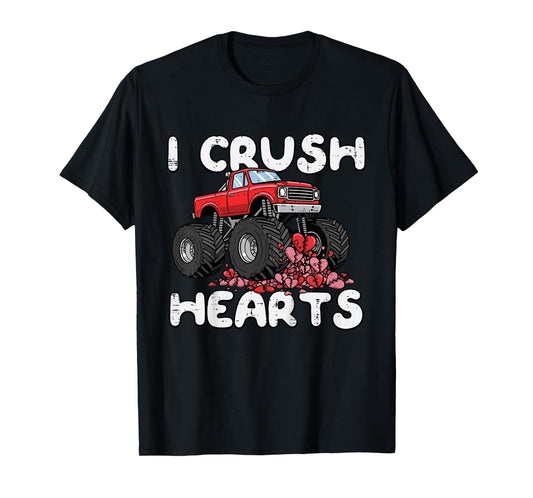 Kids Hearts Valentines Day Truck Crush Toddler Baby Boys Kids T-Shirt