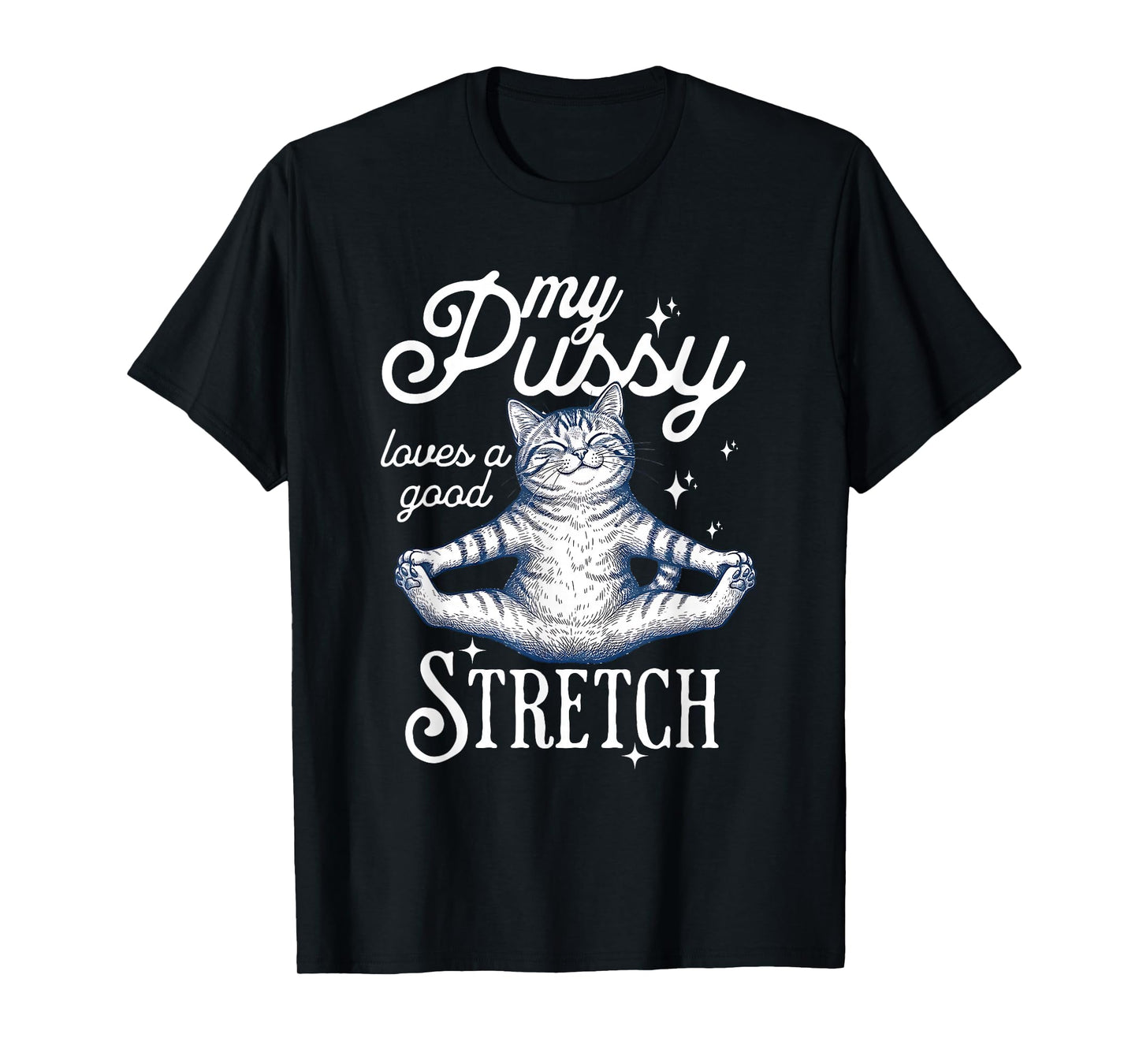 My Pussy Loves A Good Stretch Inappropriate Adult Joke Cat T-Shirt