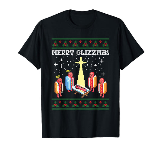 Funny Merry Glizzmas Hot Dogs Family Group Ugly Christmas T-Shirt
