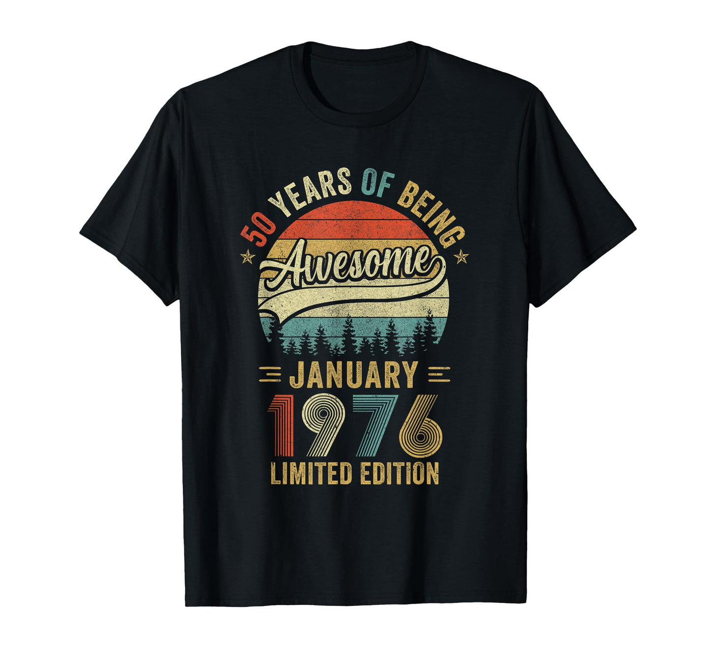 Vintage January 1976 Old 50Th Birthday Men Women T-Shirt
