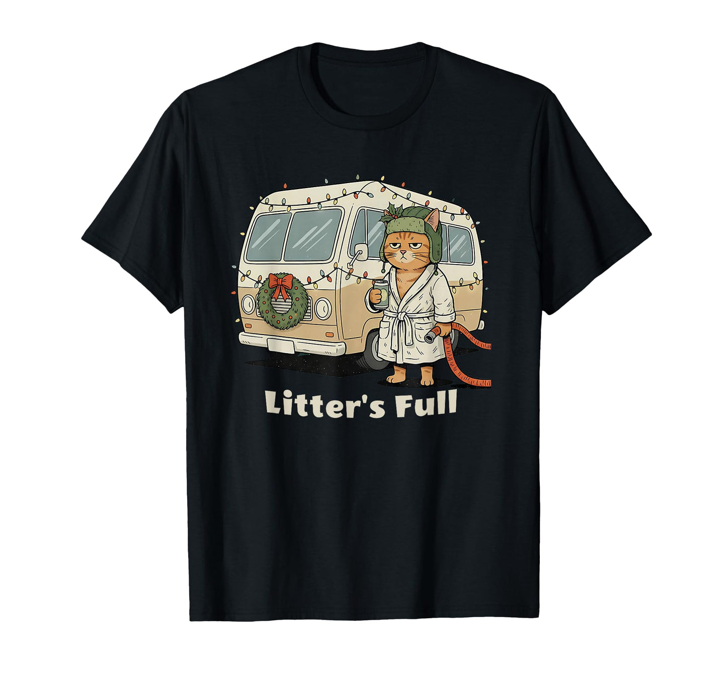 Litter's Full Christmas Cat, Funny Christmas Kitty Vacation T-Shirt