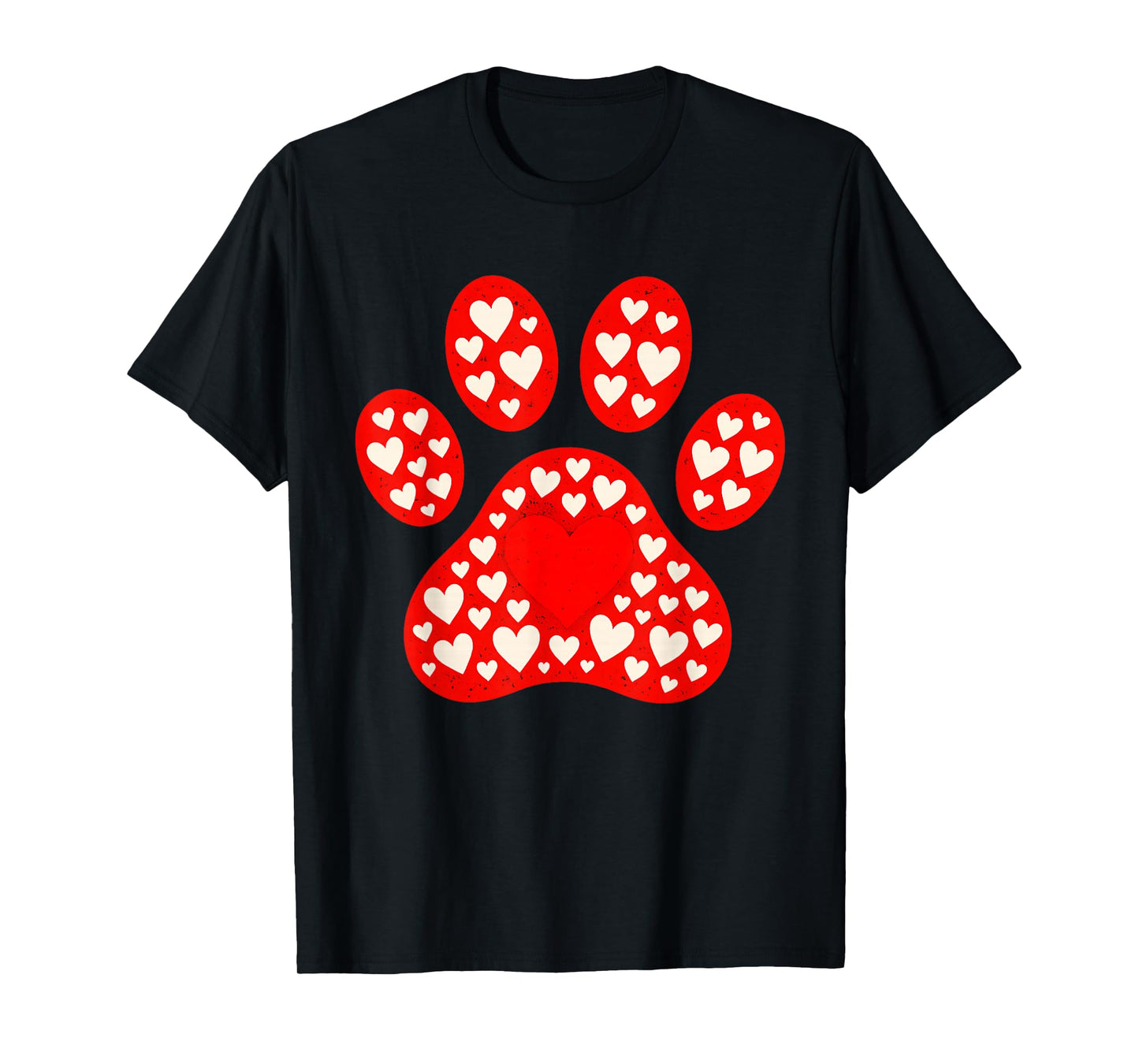 Paw Print Heart Pattern Valentines Day Cute Dog Puppy Love T-Shirt